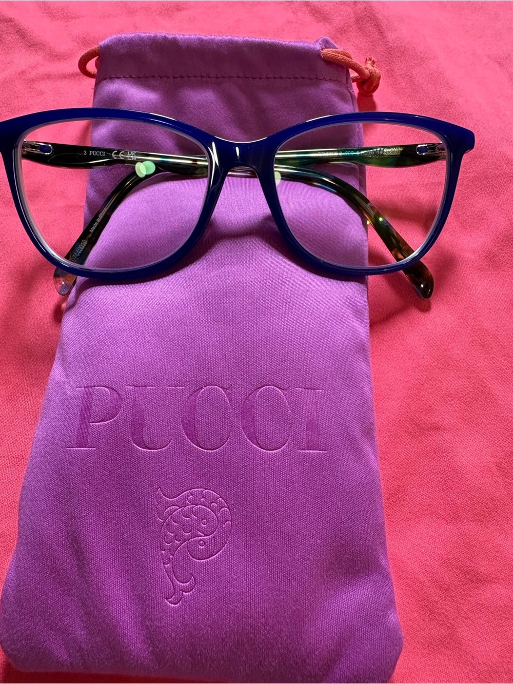 Emilio Pucci EP5095-3 Eyeglasses Blue Multicolor 54-16-140 w/ Pucci Pouch